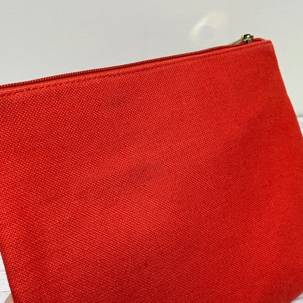 Spartina 449 Sweet as a Peach‎ Linen Canvas Cosmetic Pouch Makeup Bag Gold Zip